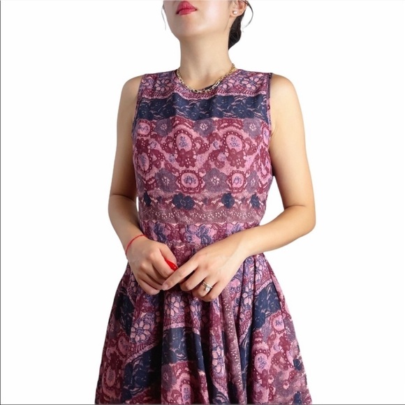 𝅺MAISON Jules Flirty A-Line Dress Mini Small Purple Floral Like New Summer - Picture 5 of 12